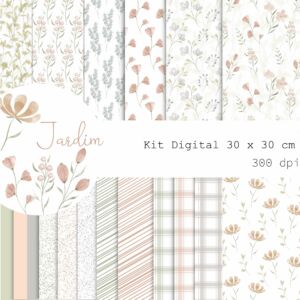 Coleção Jardim, floral - papéis digitais