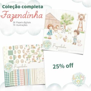 Coleção completa - Fazendinha papel digital e ilutrações