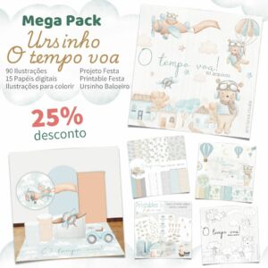 Mega Pack: Ursinho - O tempo voa! primeiro ano, chá de bebe, festa infantil