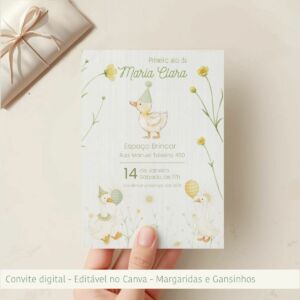 Convite de Aniversário - Margaridas e Gansinhos